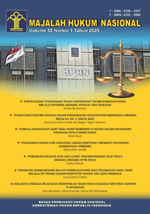 					View Vol. 55 No. 1 (2025): Majalah Hukum Nasional Volume 55 Nomor 1 Tahun 2025
				